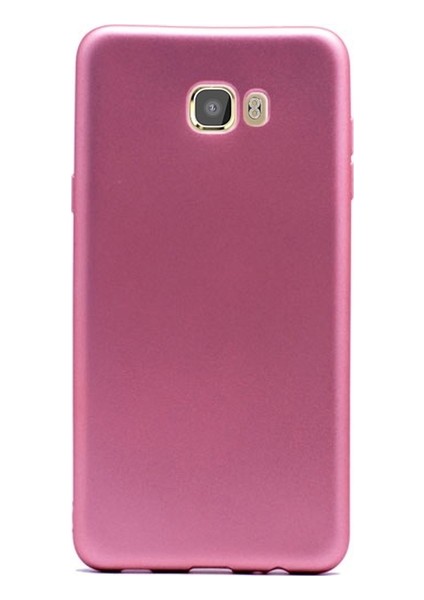 Samsung Galaxy C7 Kılıf Premium Mat Silikon Kılıf Slim Fit Bakır + Temperli Cam