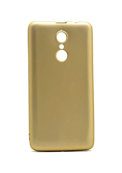 Lenovo K6 Note 5.5" Kılıf Mat Premium Silikon Kılıf Slim Fit Simple Case Altın + Ekran Koruyucu Cam