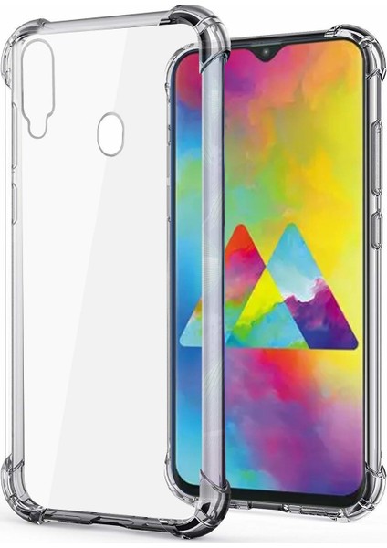 Samsung Galaxy A30 Darbe Korumalı Silikon Kılıf Şeffaf Antişok Kapak + 6D Tam Kaplayan Esnek Nano Cam