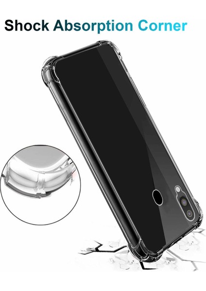 Samsung Galaxy A30 Darbe Korumalı Silikon Kılıf Şeffaf Antişok Kapak + 6D Tam Kaplayan Esnek Nano Cam