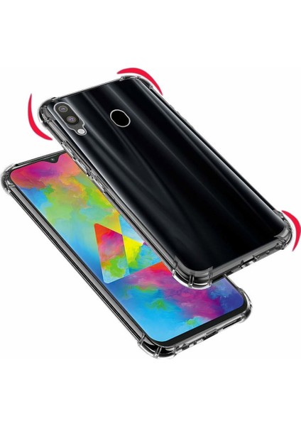 Samsung Galaxy A30 Darbe Korumalı Silikon Kılıf Şeffaf Antişok Kapak + 6D Tam Kaplayan Esnek Nano Cam