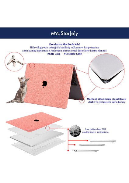 Macbook Pro Kılıf 13inç Flax (2016/2019 yılı Cihazı) A1706 A1708 A1989 A2159 ile Uyumlu