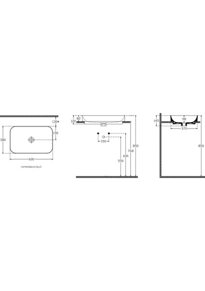 Sott Aqua Tezgah Üstü Lavabo 60 Cm