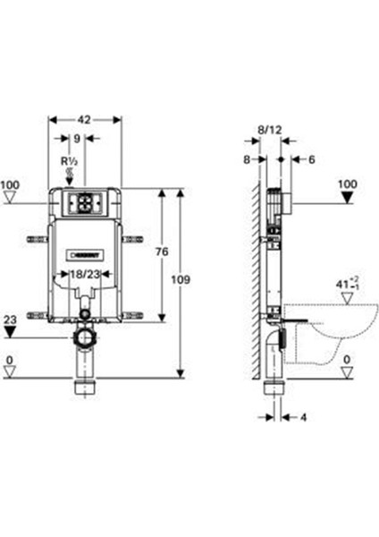 Alpha Gömme Rezervuar - 8 Cm Kombifix Ayaklı