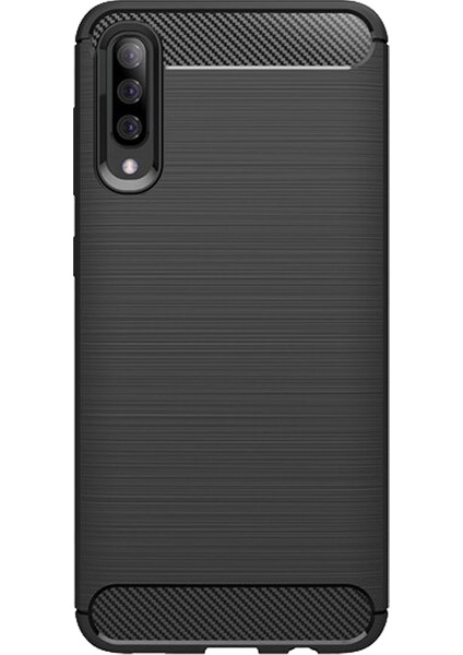 Samsung Galaxy A50 Brushed Carbon Fiber Silikon Kılıf - Siyah