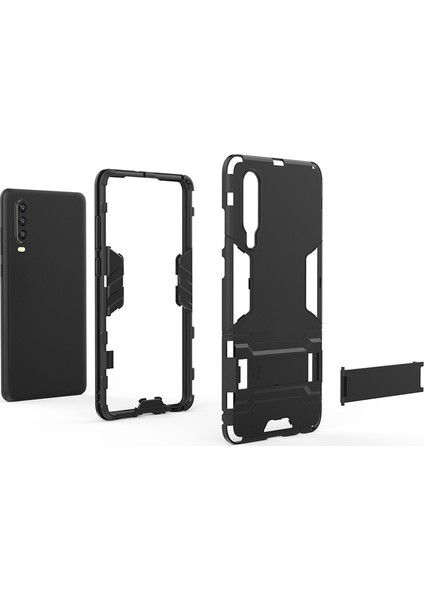 Huawei P30 Alfa Serisi Armor Standlı Koruma Kılıf - Siyah