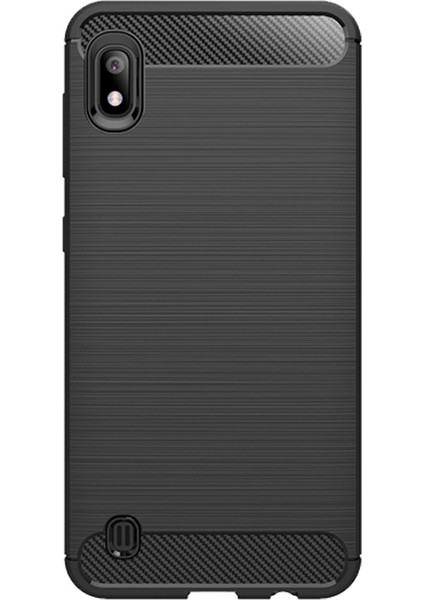 Samsung Galaxy A10 Brushed Carbon Fiber Silikon Kılıf - Siyah