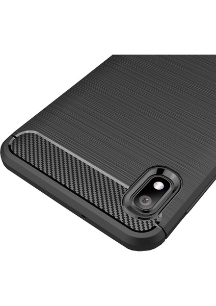 Samsung Galaxy A10 Brushed Carbon Fiber Silikon Kılıf - Siyah