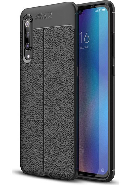 Xiaomi Mi 9 Leather Tpu Silikon Kılıf - Siyah