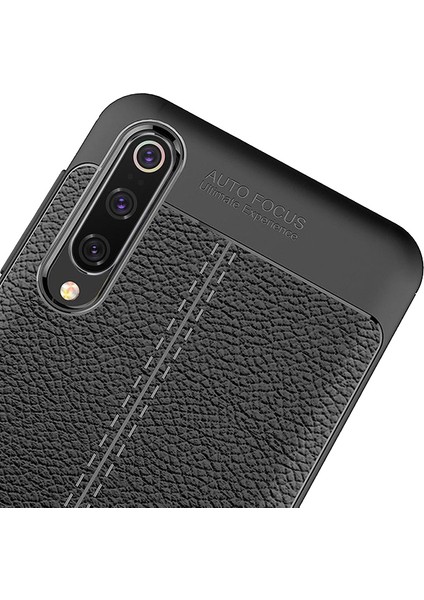 Xiaomi Mi 9 Leather Tpu Silikon Kılıf - Siyah