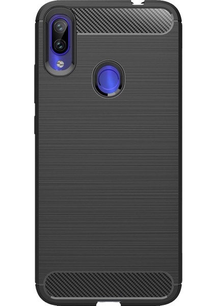 Xiaomi Redmi Note 7 Pro Brushed Carbon Fiber Silikon Kılıf - Siyah