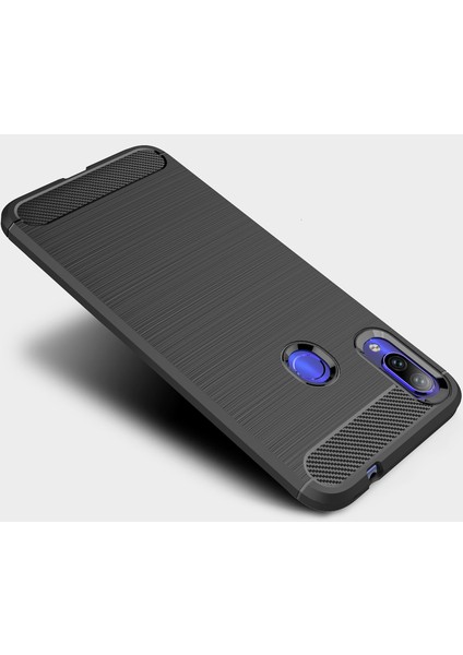 Xiaomi Redmi Note 7 Pro Brushed Carbon Fiber Silikon Kılıf - Siyah