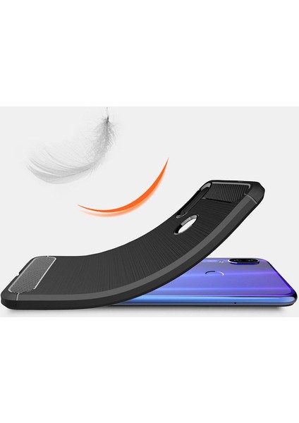 Xiaomi Redmi Note 7 Pro Brushed Carbon Fiber Silikon Kılıf - Siyah