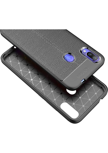 Xiaomi Redmi Note 7 Leather Tpu Silikon Kılıf - Siyah