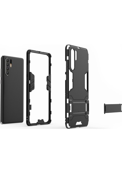 Huawei P30 Pro Alfa Serisi Armor Standlı Koruma Kılıf - Siyah