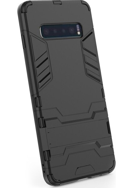 Samsung Galaxy S10 Alfa Serisi Armor Standlı Koruma Kılıf - Siyah