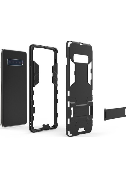 Samsung Galaxy S10 Alfa Serisi Armor Standlı Koruma Kılıf - Siyah