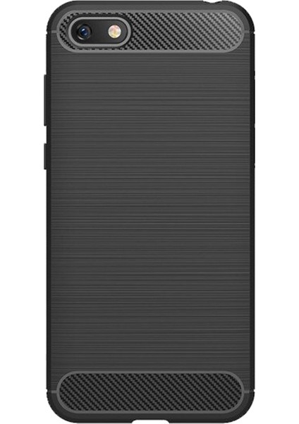 Huawei Y5 2018 Brushed Carbon Fiber Silikon Kılıf - Siyah