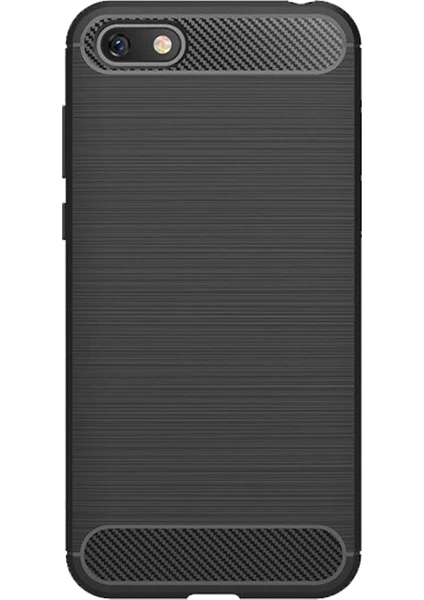 Huawei Y5 2018 Brushed Carbon Fiber Silikon Kılıf - Siyah