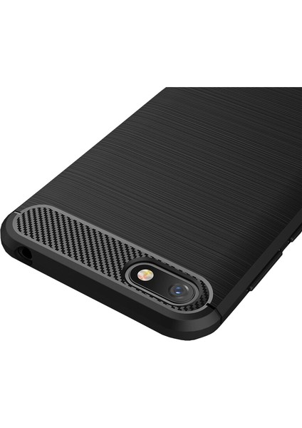 Huawei Y5 2018 Brushed Carbon Fiber Silikon Kılıf - Siyah