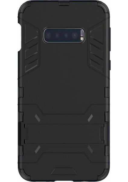 Samsung Galaxy S10E Alfa Serisi Armor Standlı Koruma Kılıf - Siyah