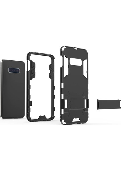 Samsung Galaxy S10E Alfa Serisi Armor Standlı Koruma Kılıf - Siyah