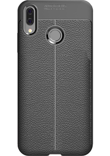 Huawei P Smart 2019 Leather Tpu Silikon Kılıf - Siyah