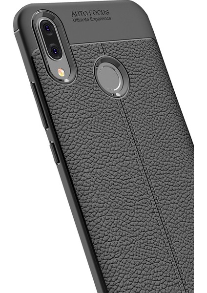 Huawei P Smart 2019 Leather Tpu Silikon Kılıf - Siyah