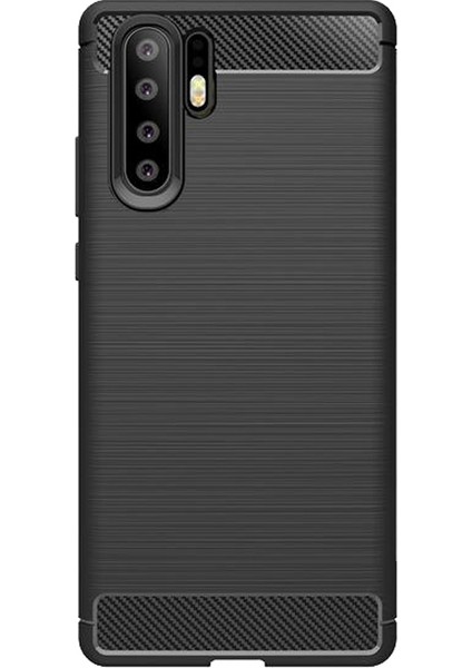 Huawei P30 Pro Brushed Carbon Fiber Silikon Kılıf - Siyah