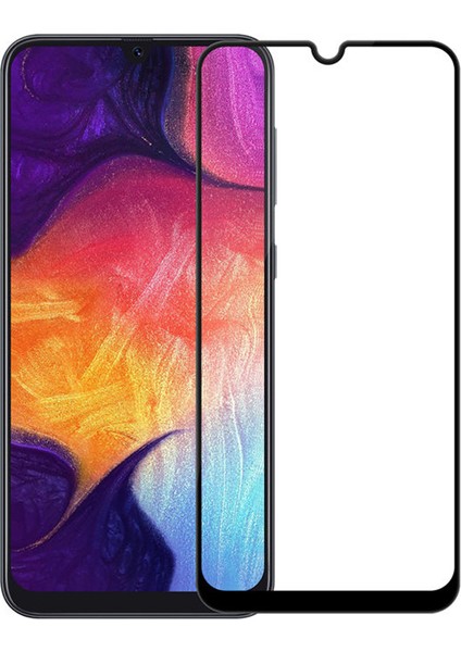 Samsung Galaxy A50 Tam Kaplayan Çerçeveli Tempered Ekran Koruyucu - Siyah