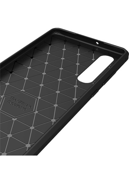 Huawei P30 Brushed Carbon Fiber Silikon Kılıf - Siyah