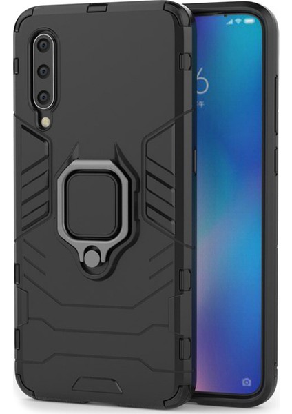 Xiaomi Mi 9 Se Batman Serisi Yüzük Standlı Armor Kılıf - Siyah