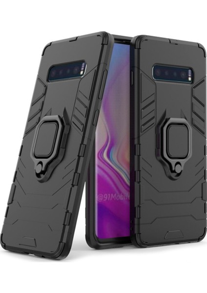 Samsung Galaxy S10 Plus Batman Serisi Yüzük Standlı Armor Kılıf - Siyah fiyatları