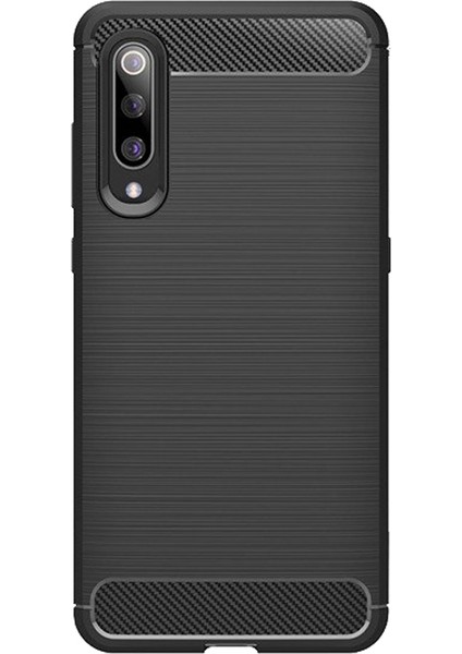 Xiaomi Mi 9 Explorer Brushed Carbon Fiber Silikon Kılıf - Siyah