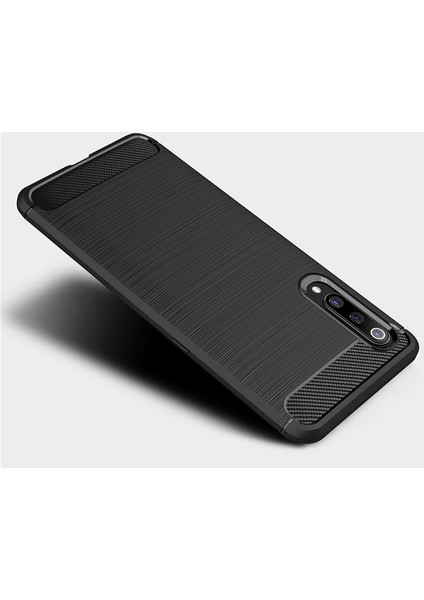 Xiaomi Mi 9 Explorer Brushed Carbon Fiber Silikon Kılıf - Siyah modelleri