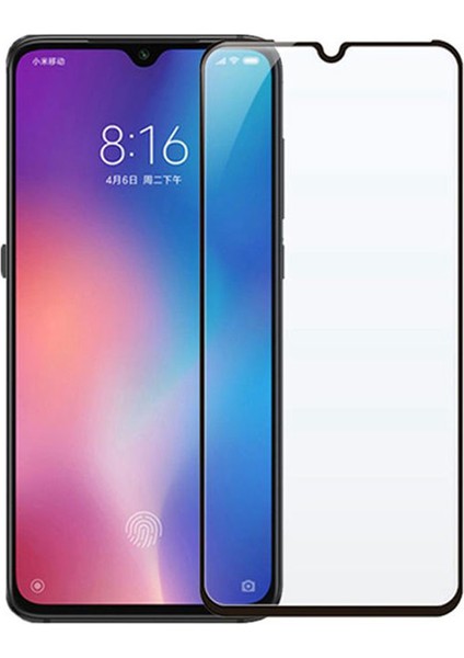 Xiaomi Mi 9 Se Tam Kaplayan Çerçeveli Tempered Ekran Koruyucu - Siyah