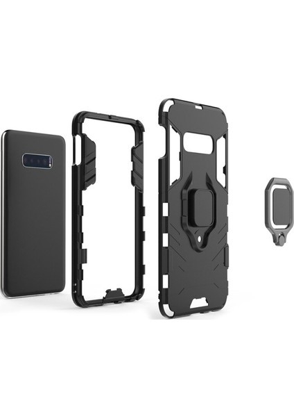 Samsung Galaxy S10E Batman Serisi Yüzük Standlı Armor Kılıf - Siyah indirimleri