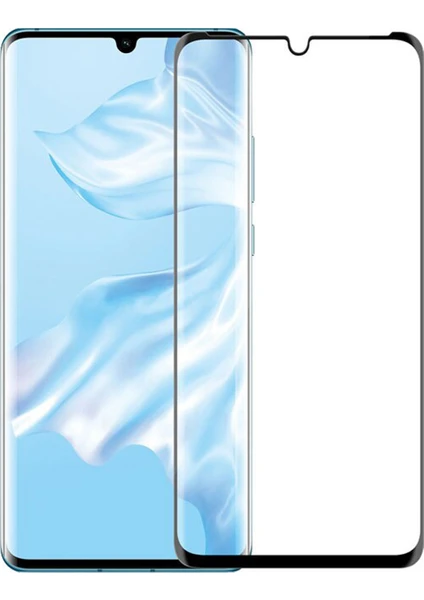 Huawei P30 Pro 3D Kavisli Full Ekran Tempered Glass Ekran Koruyucu - Siyah