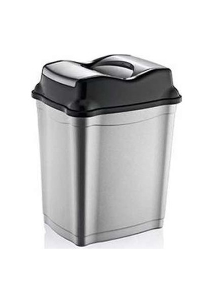 Polytime Magnum Sallanır Kapak Klink Ofis, Banyo, Mutfak Plastik Çöp Kutusu Kovası - 5 Litre - Gri - 14x19x27 Cm.