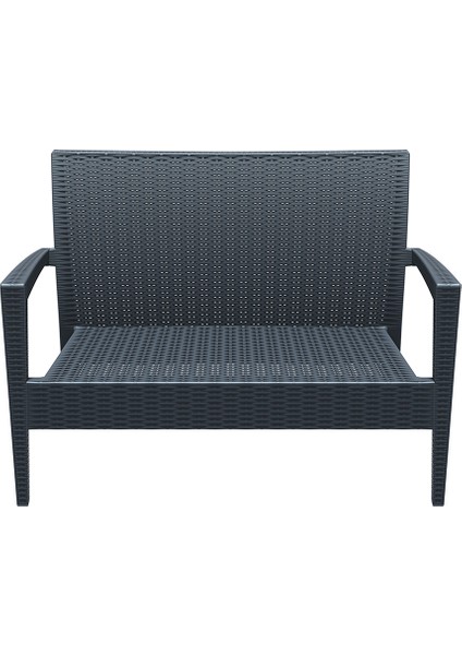 Rattan Miami İkili Koltuk Koyu Gri
