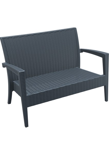 Rattan Miami İkili Koltuk Koyu Gri