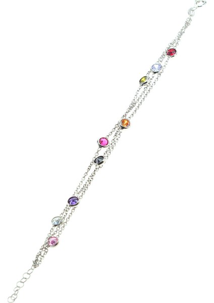 Gümüş Renkli Sıra Taşlı Bileklik