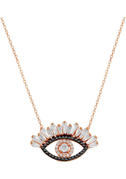 Baget onix ve Zirkon Taşlı Göz Modeli Kolye