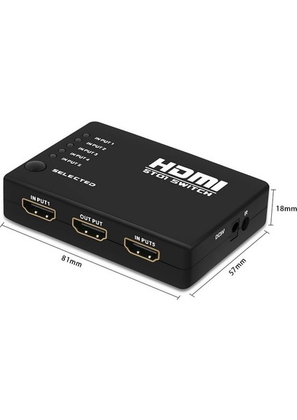 4416 HDMI Çoklayıcı Çoğaltıcı Switch 5 Port Kumandalı