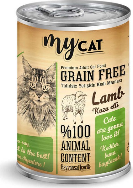 Mycat Tahılsız Kuzu Etli Konserve Kedi Maması 24 Adet