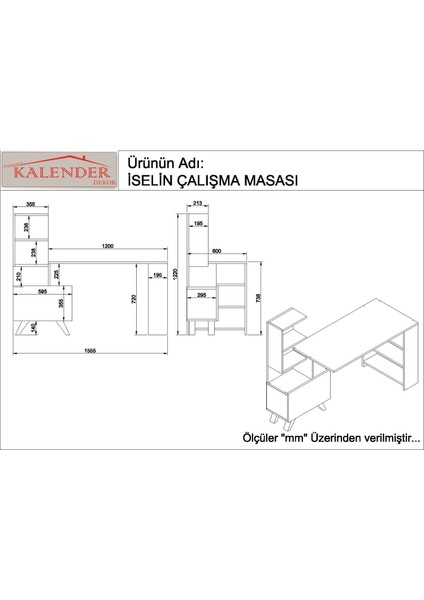 Kalender Dekor İselin Çalışma Masası Ceviz-Beyaz