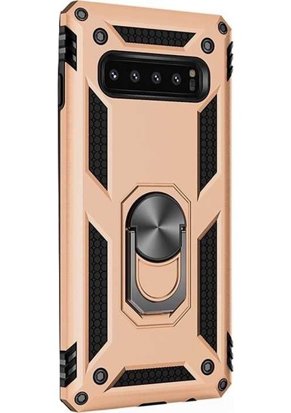 Samsung Galaxy S10+ Plus Kılıf Vega Standlı Yüzüklü Mıknatıslı