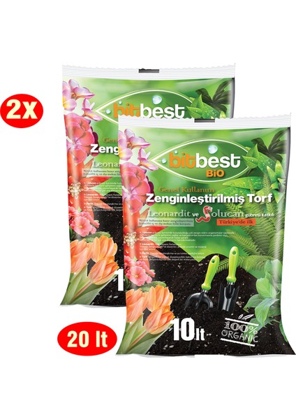 Bio 2'li 20 lt Gübreli Bitki ve Saksı Toprağı Torf U