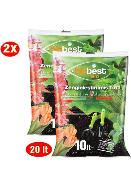 Bio 2'li 20 lt Gübreli Bitki ve Saksı Toprağı Torf U