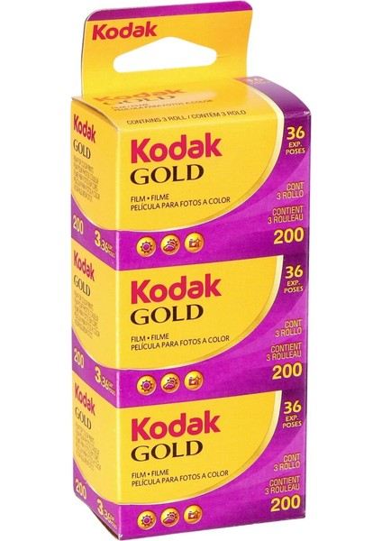 Gold Renkli Negatif 200 36 Pozluk Film 3lü Paket